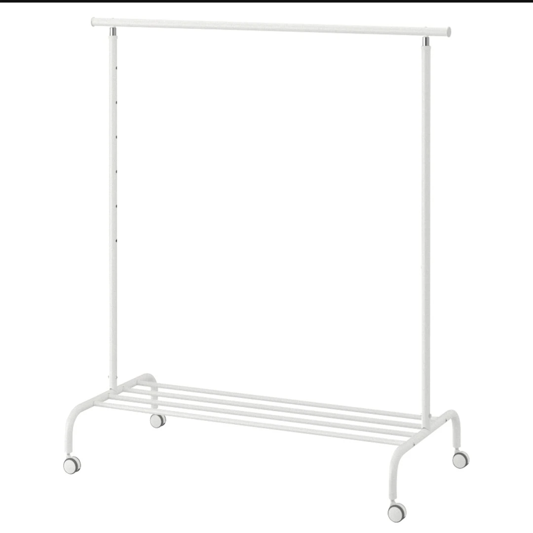 IKEA RIGGA Clothes Rack on Wheels - White