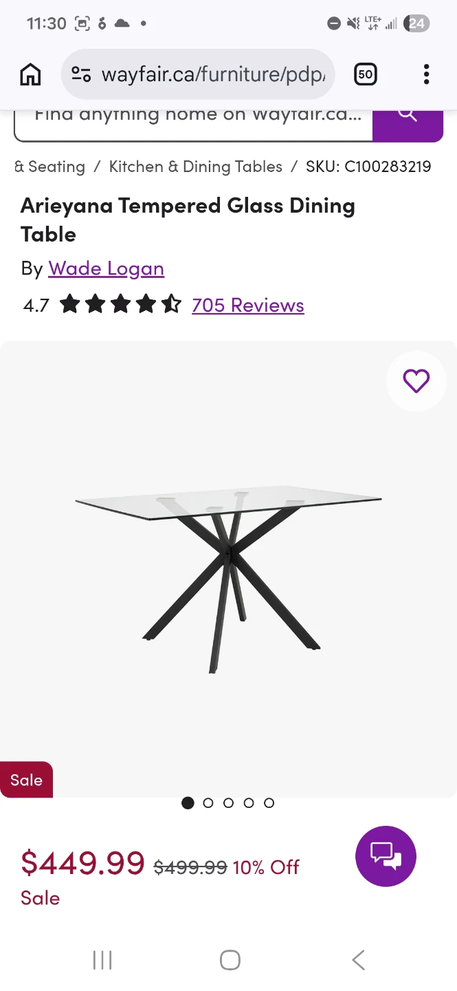 🥕 Tempered Glass Dining Table (Arieyana)