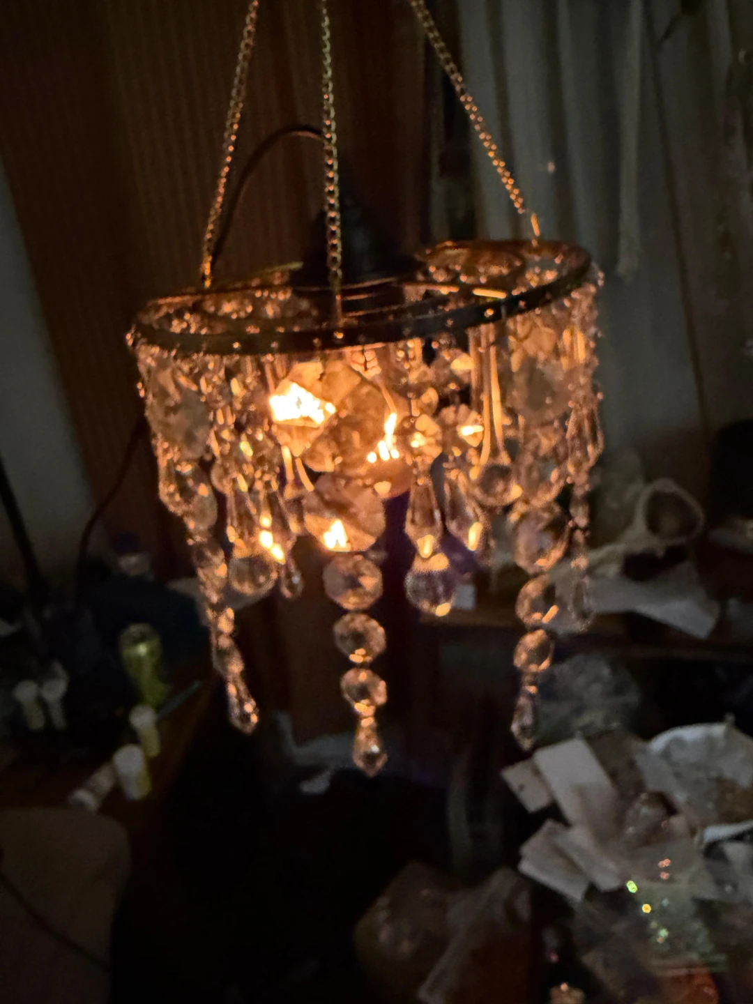 Chandelier Light Fixture with Crystal Beading