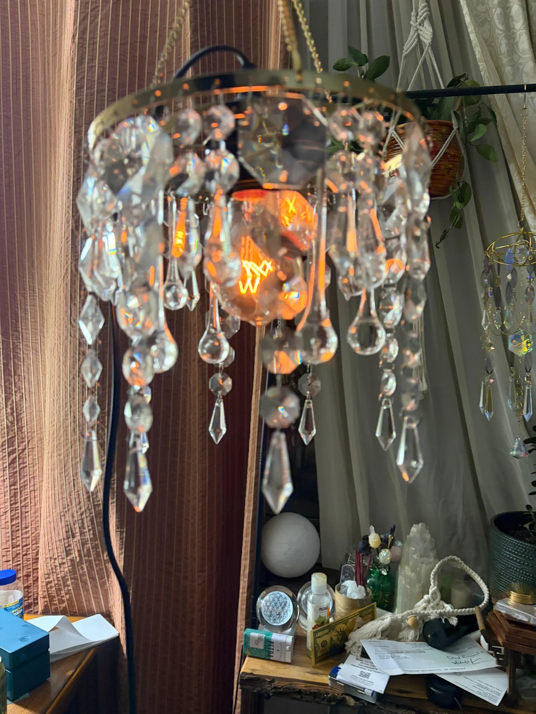 Chandelier Light Fixture with Crystal Beading - photo 3