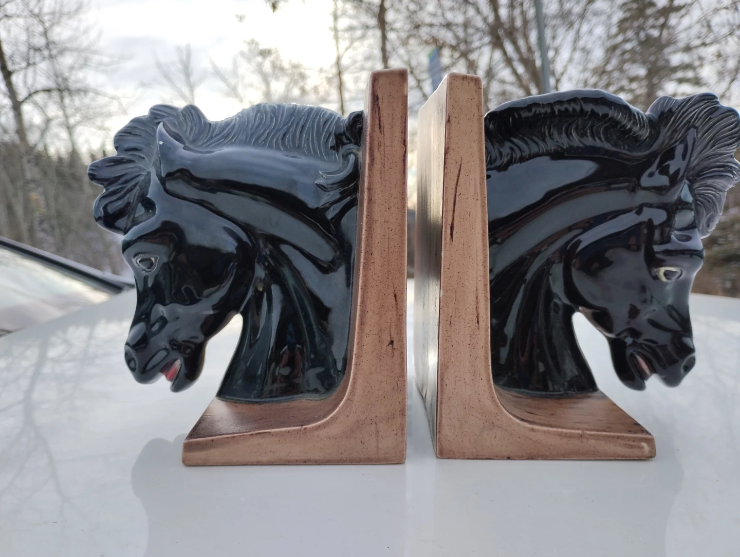 Black Horse Head Bookends