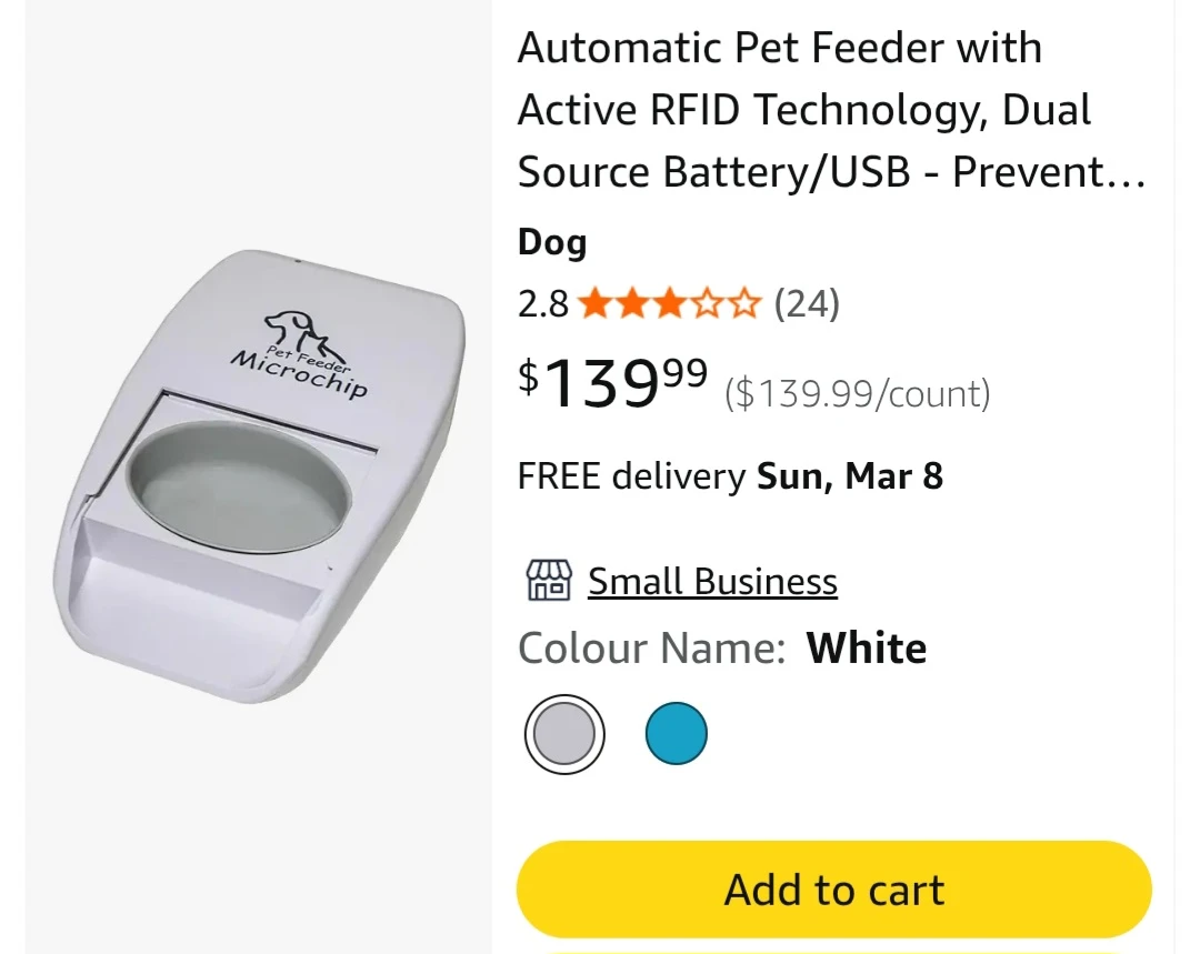 Automatic Pet Feeder with Active RFID Technology, Dual ....