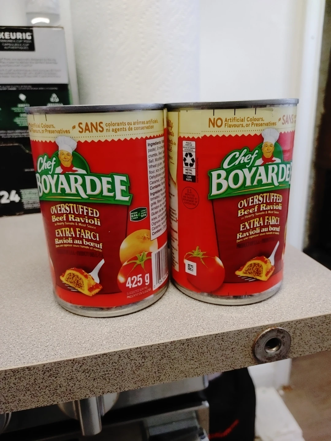 🧡THREE CANS OF CHEF BOYARDEE OVER STUFFED BEEF RAVIOLI