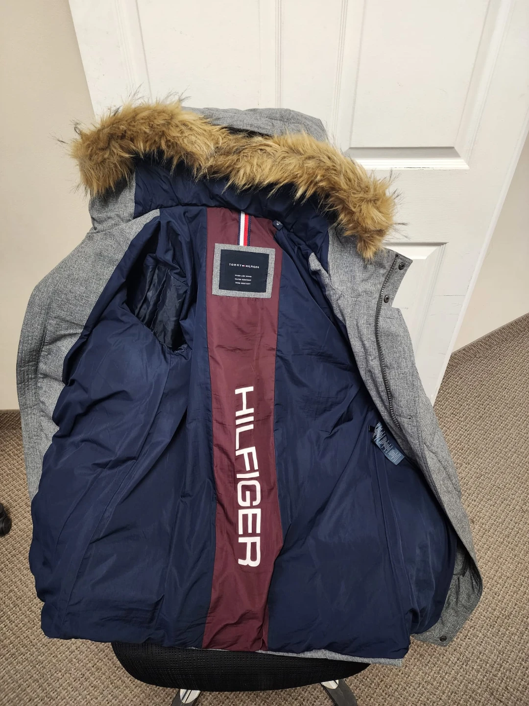 Tommy Hilfiger Grey Winter Jacket with Fur Hood