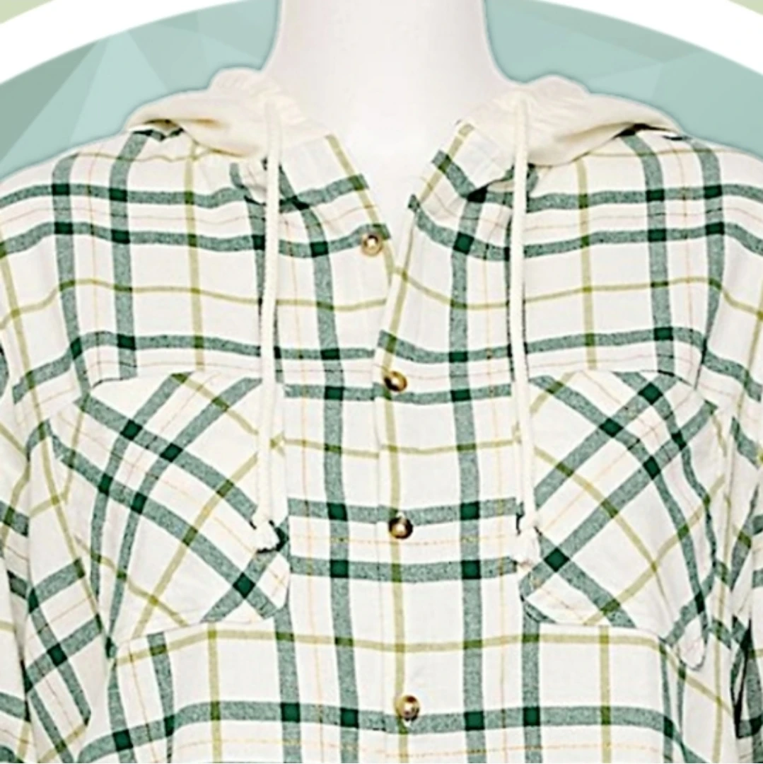 NWT Crop Button Up Shirt w Hood & Flap Button Box Pockets 2XL 🏆 - photo 3