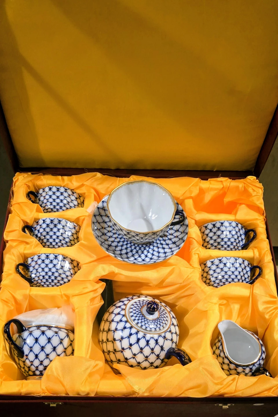 Cobalt Net Tea Set by Lomonosov Porcelain 17 (Pieces)