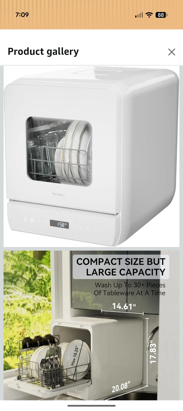 hermitlux HDW5CW02 Countertop Dishwasher