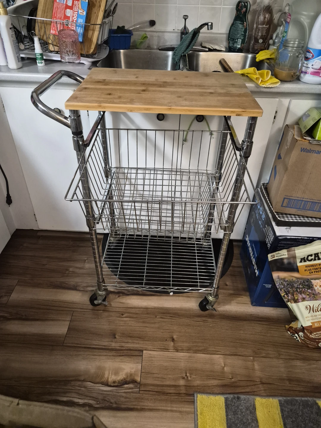 Rolling Kitchen Cart with Butcher Block Top - photo 4