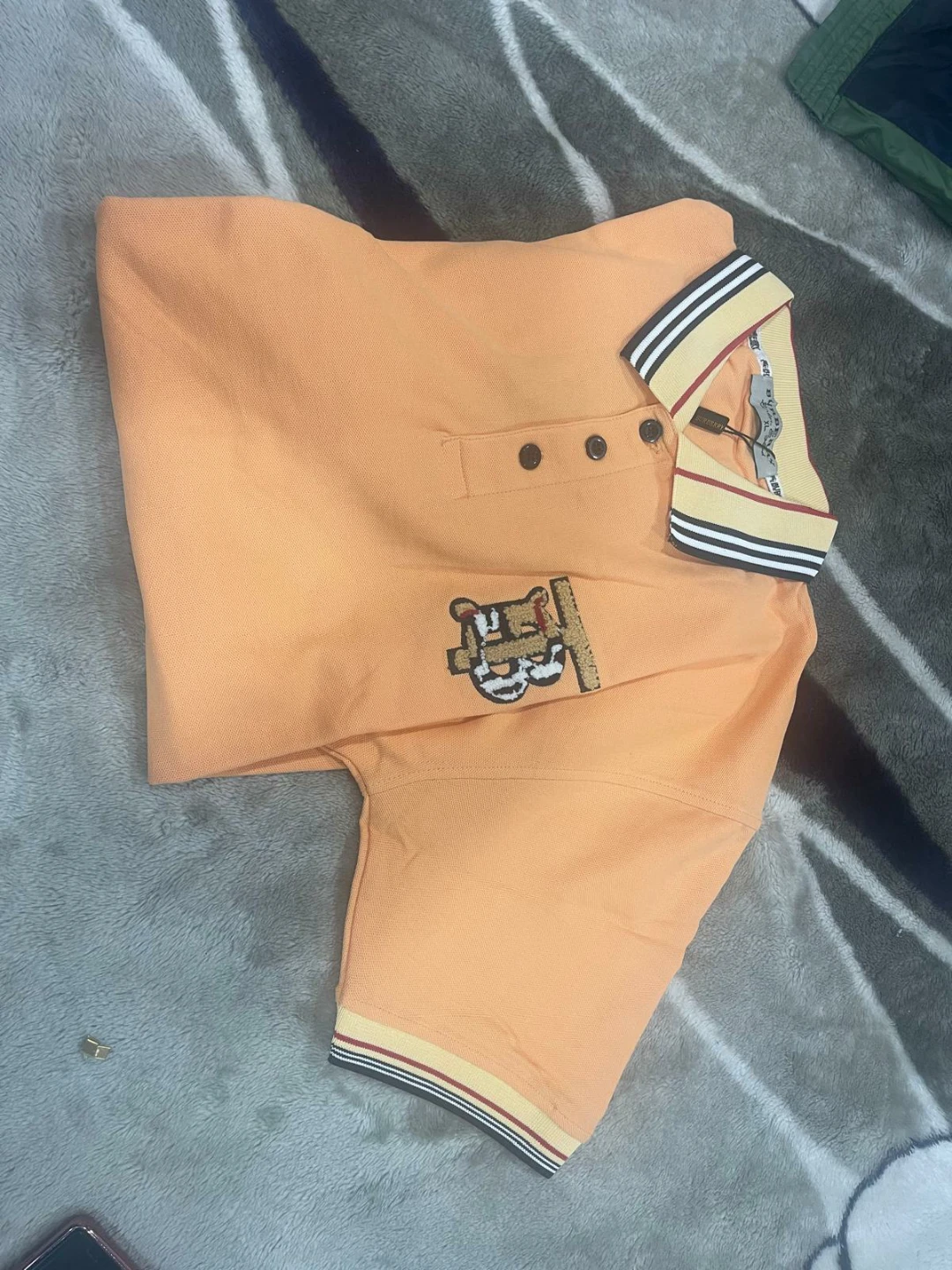 Burberry Orange Polo Shirt with TB Monogram - Size XL - photo 5