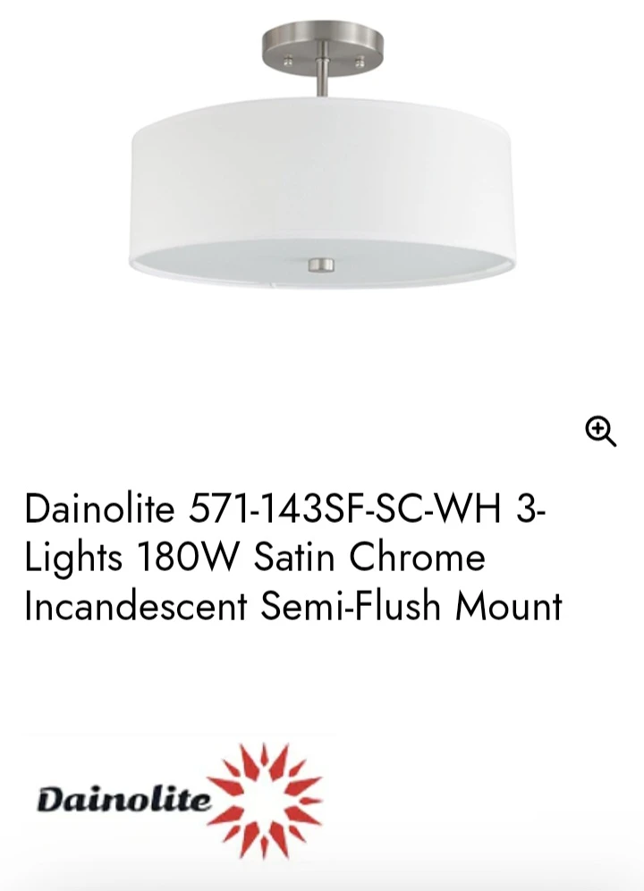 Dainolite 3-Light Semi-Flush Mount Ceiling Light