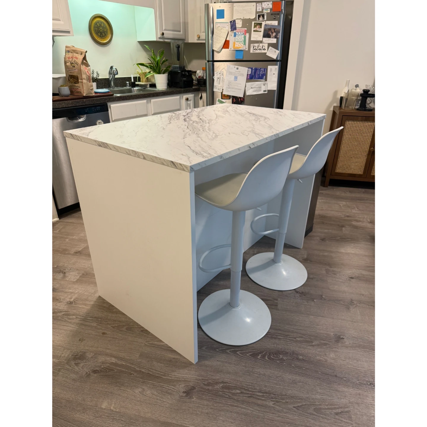 White Kitchen Island with  Storage - photo 2
