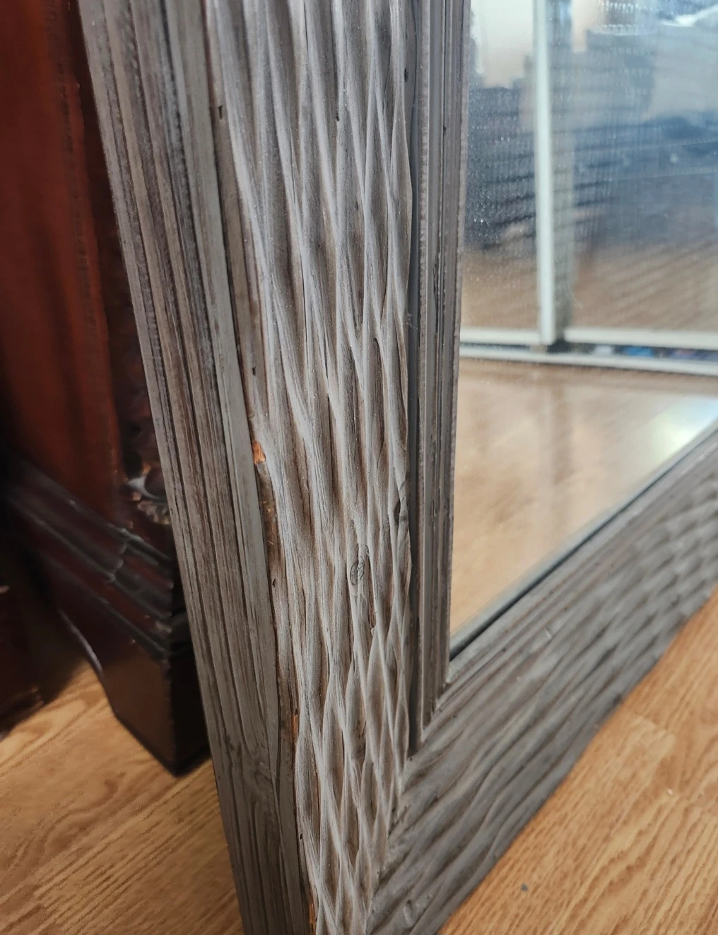 Large Solid Wood Rustic Grey Mirror - photo 2
