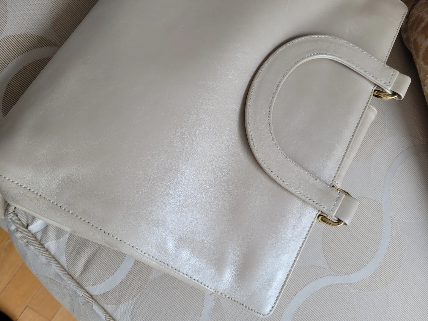 Vtg Holt Renfrew Cream Leather Top Handle Handbag - photo 4