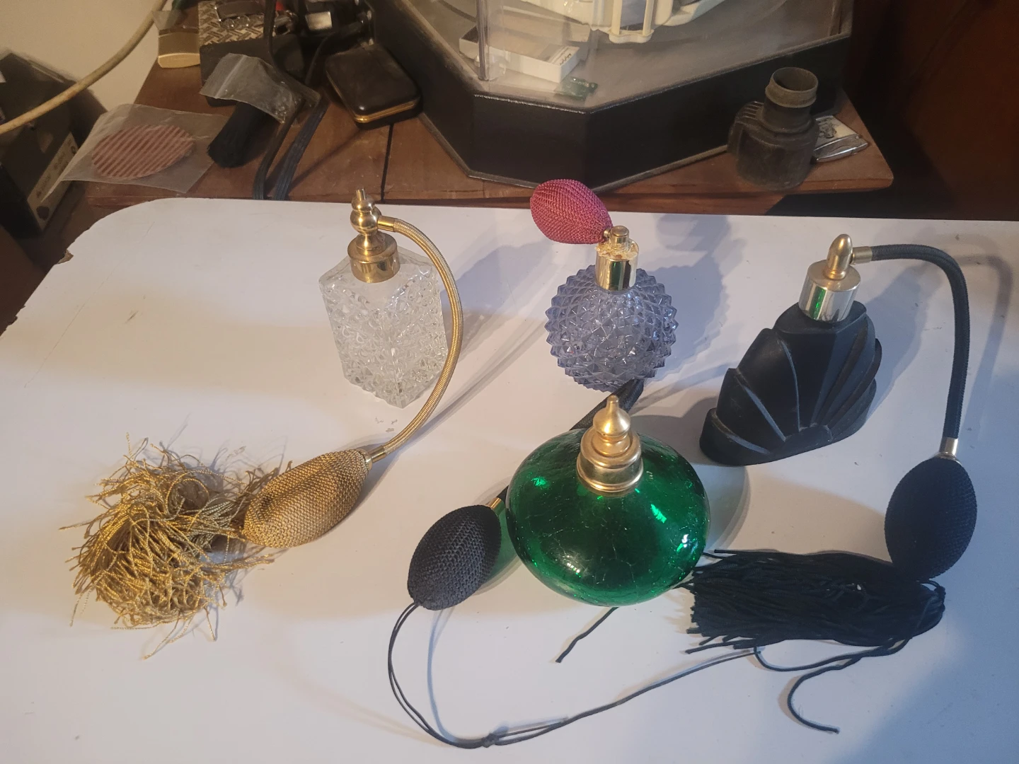 Vintage Perfume Atomizer Bottles with Bulbs (Set of 4)