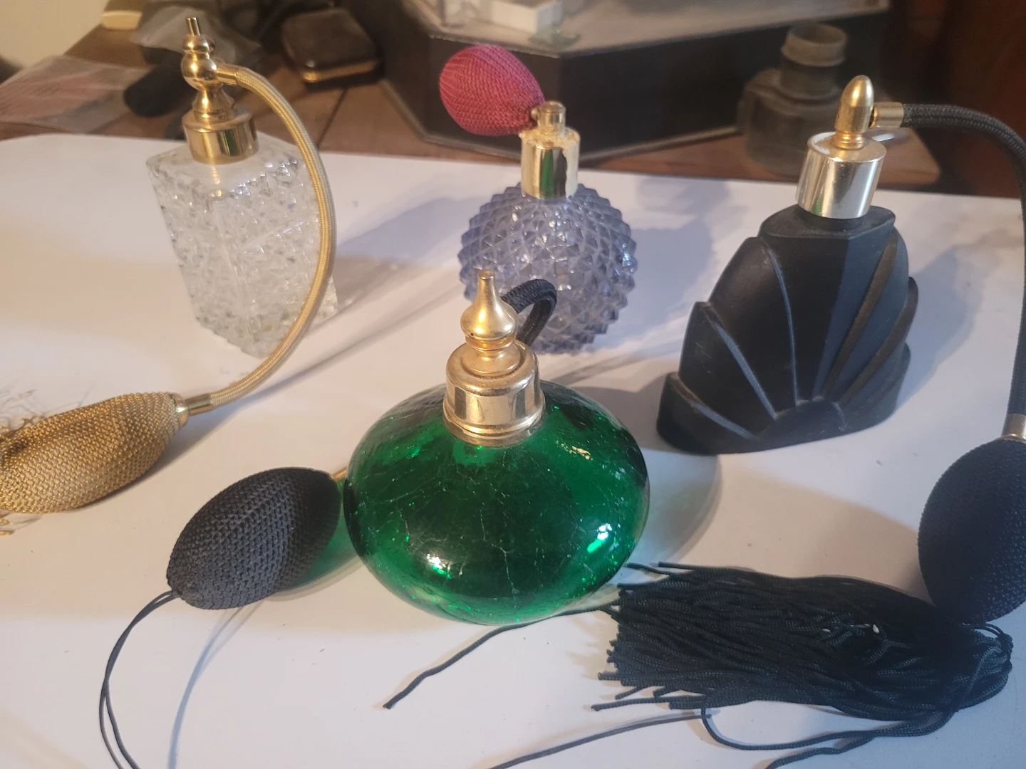 Vintage Perfume Atomizer Bottles with Bulbs (Set of 4) - photo 2