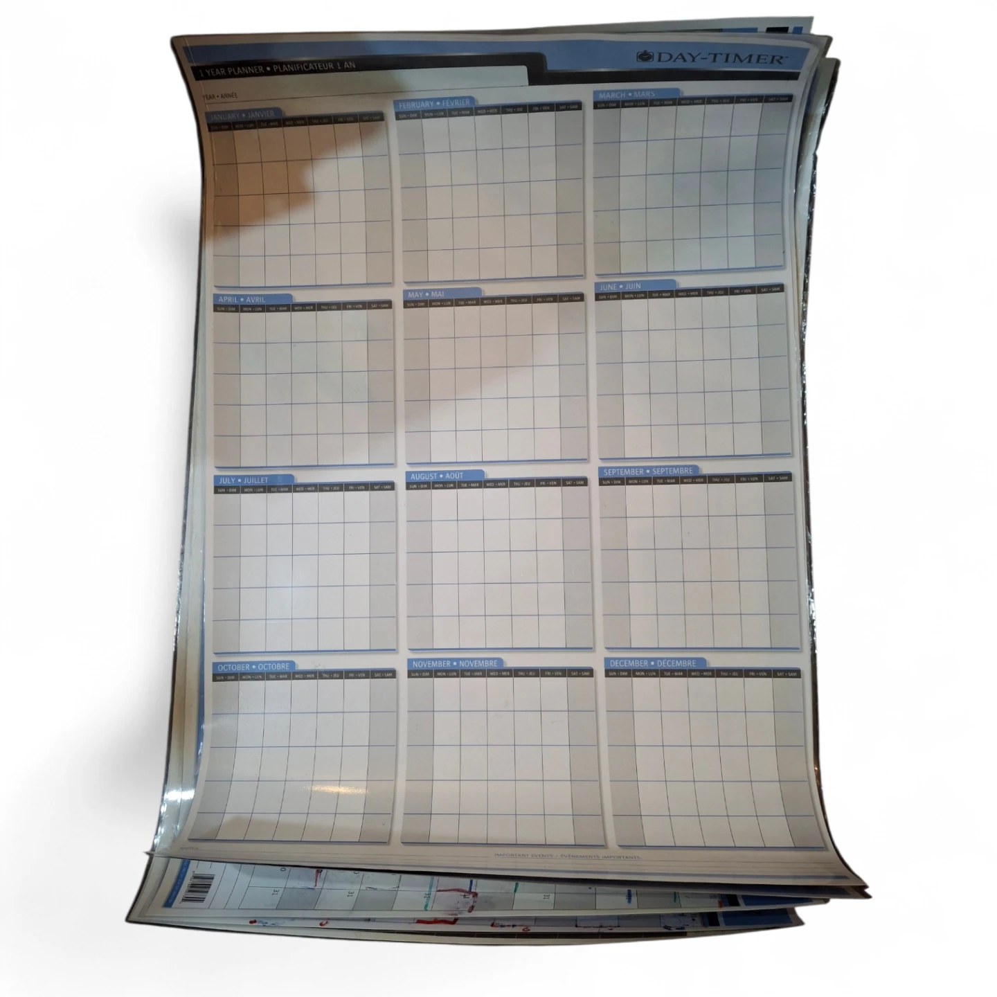 5 x Day-Timer 1 Year Wall Planner, double sided