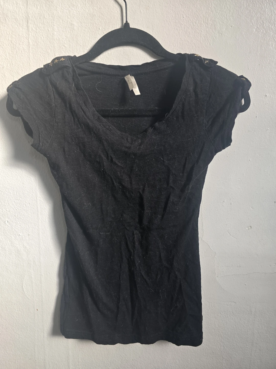 Black T-shirt with Star Embellishments
