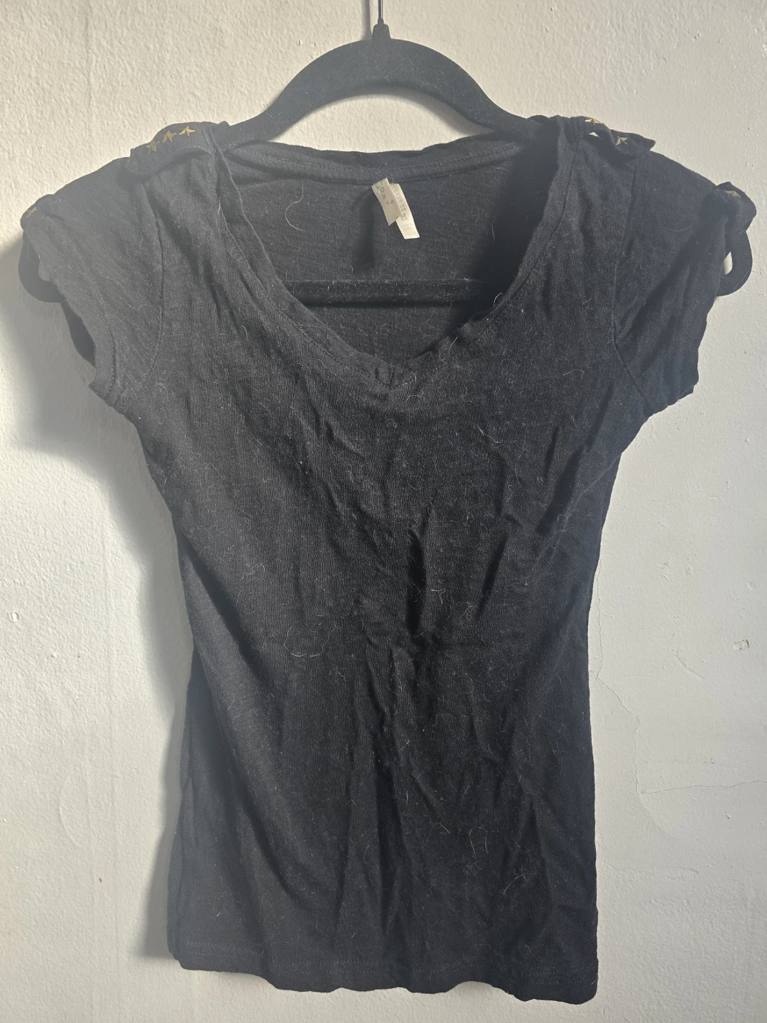 Black T-shirt with Star Embellishments - photo 5