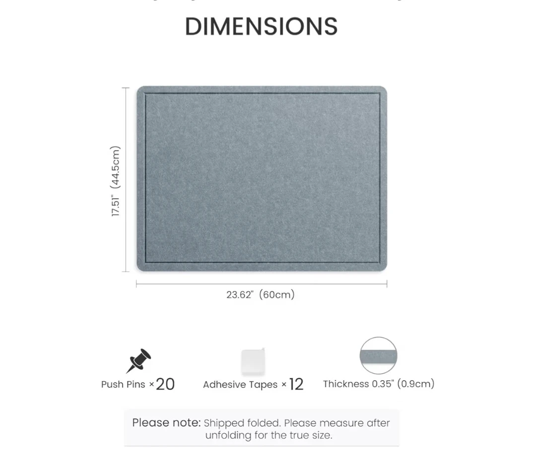 Fluxynara Bulletin Board, 23.6" x 17.5" Cork Board Alternative - photo 3