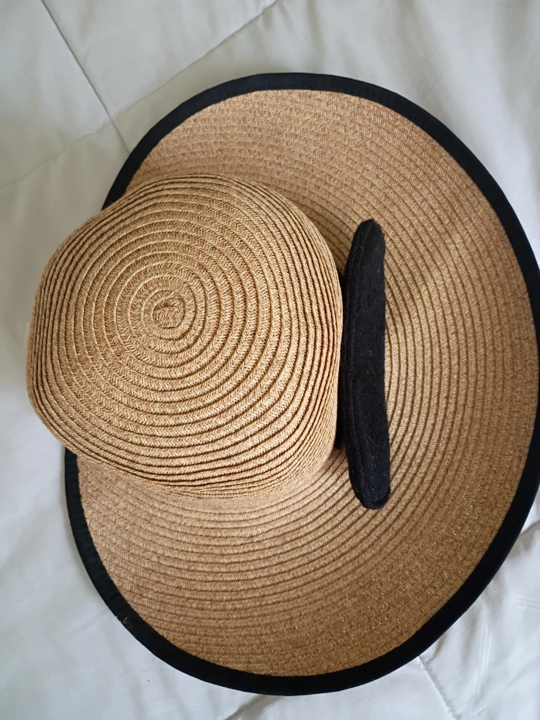 Straw Sun Hat with Black Trim