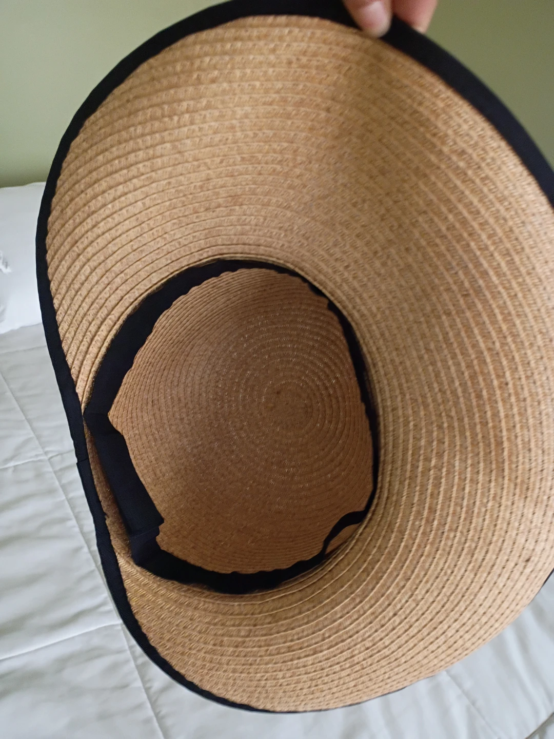 Straw Sun Hat with Black Trim - photo 2