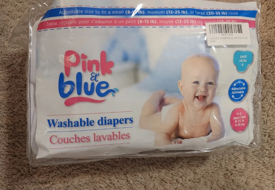 Pink & Blue Washable Diapers - Pack of 6