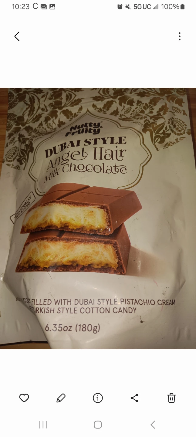 Nutty Fruity Dubai Style Angel Hair Milk Chocolate 6.35oz