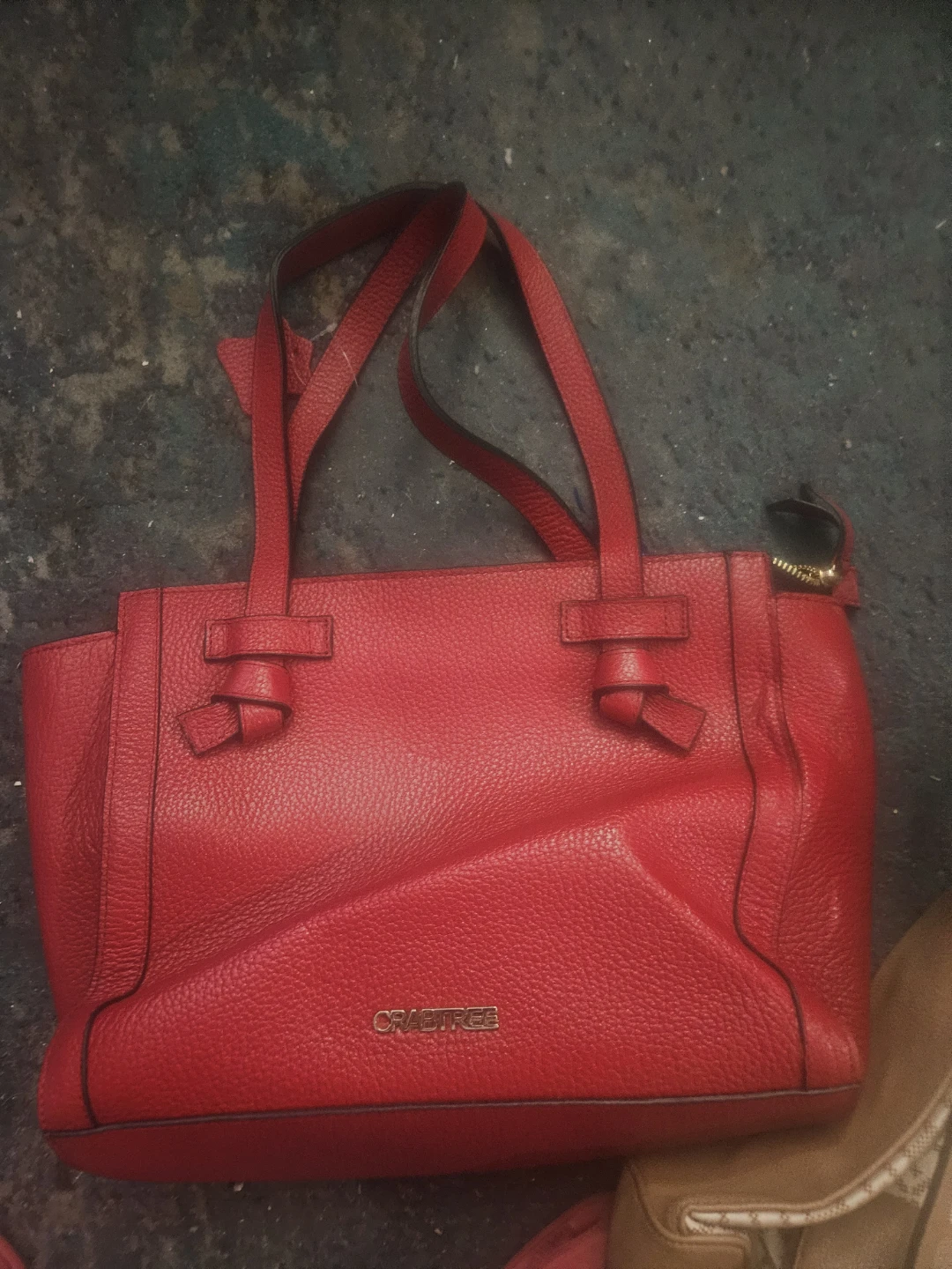 Crabtree Red Leather Tote Bag - photo 4