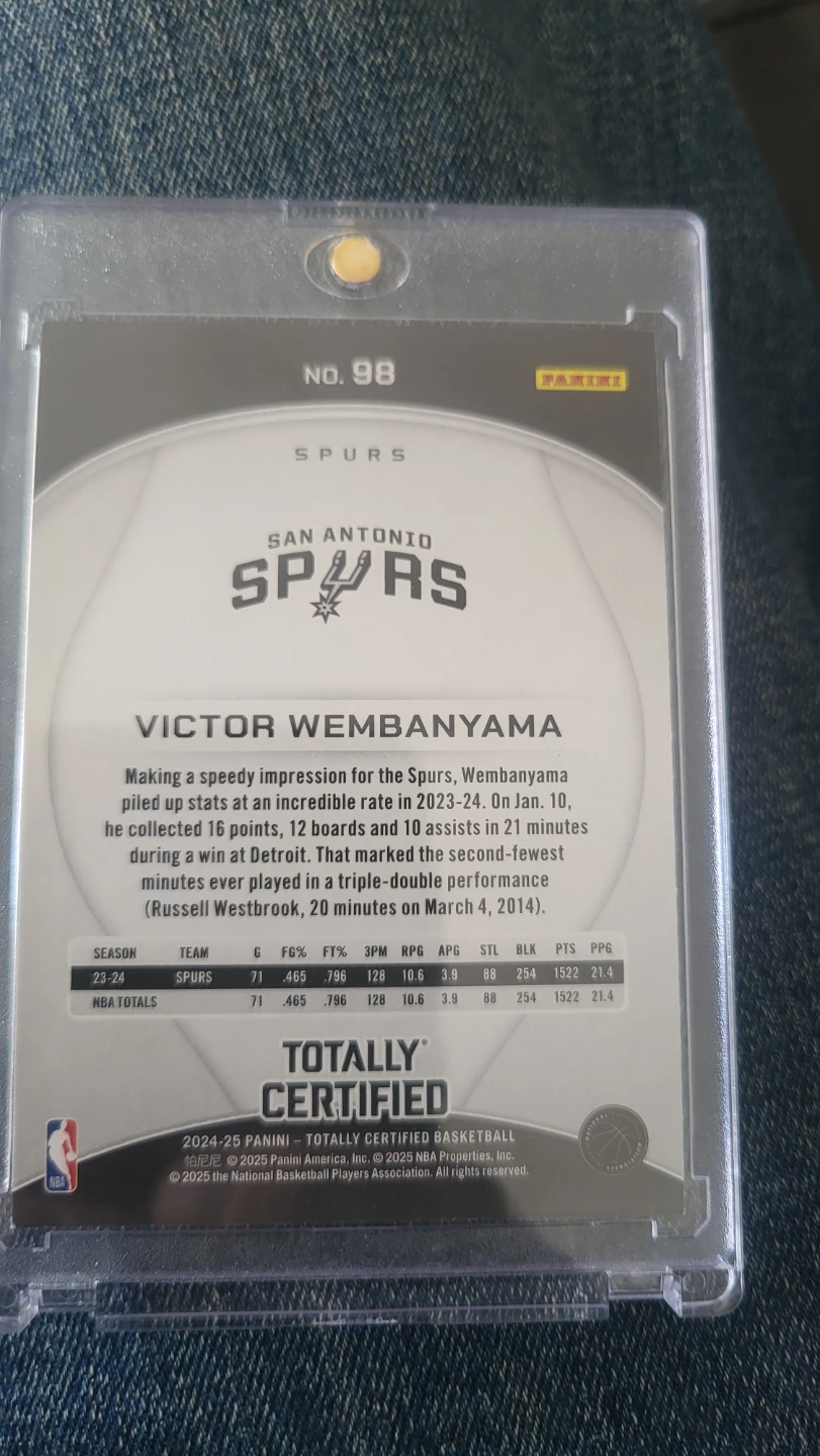 Victor Wembanyama 2024-25 Panini Totally Certified Basketball - photo 2