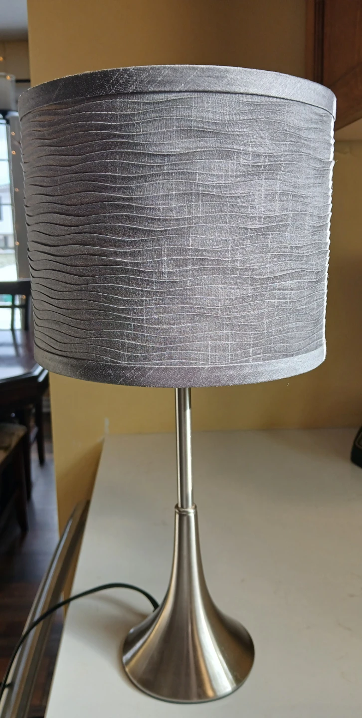 Small gray and silver lamp