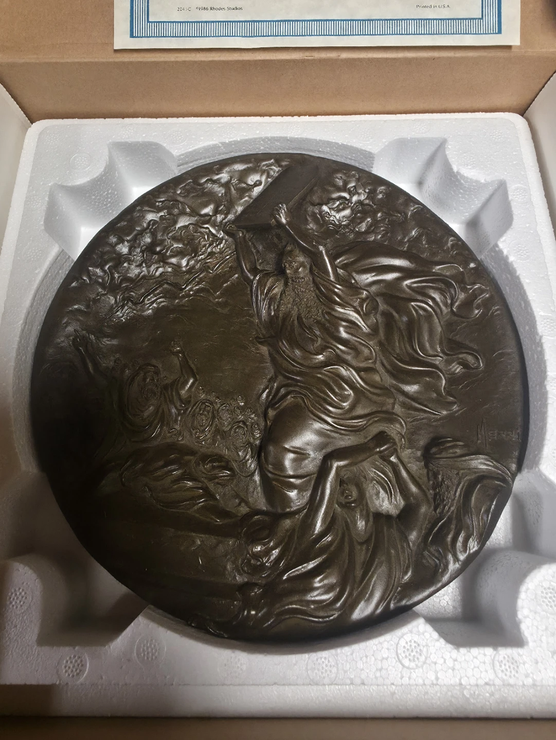 Rhodes Studios Moses and the Ten Commandments Bronze Plate