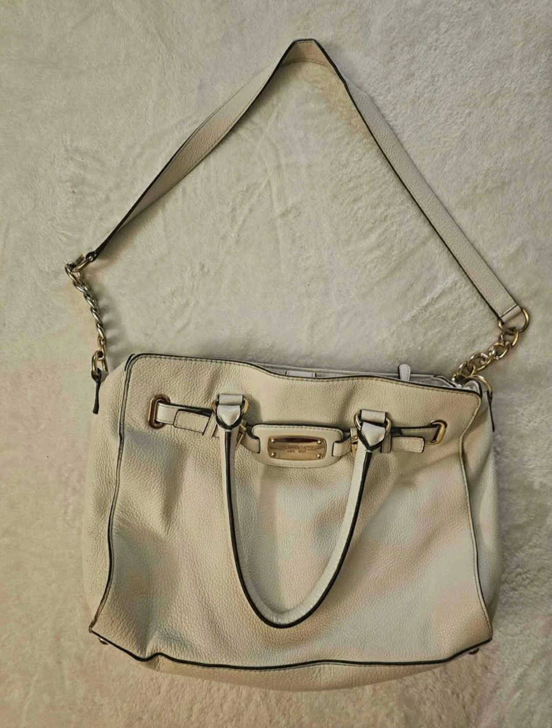 Michael Kors White Leather Satchel Handbag