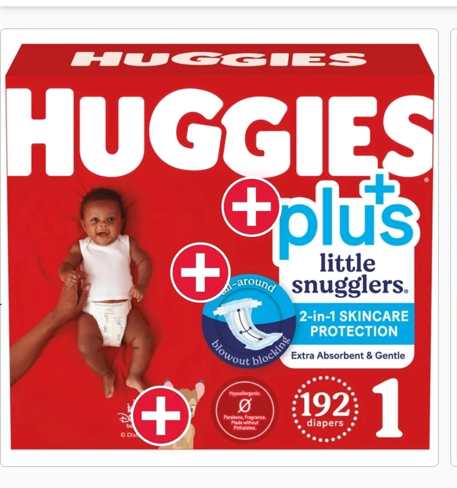 Huggies Plus Little Snugglers Diapers Size 1 - 192 Count