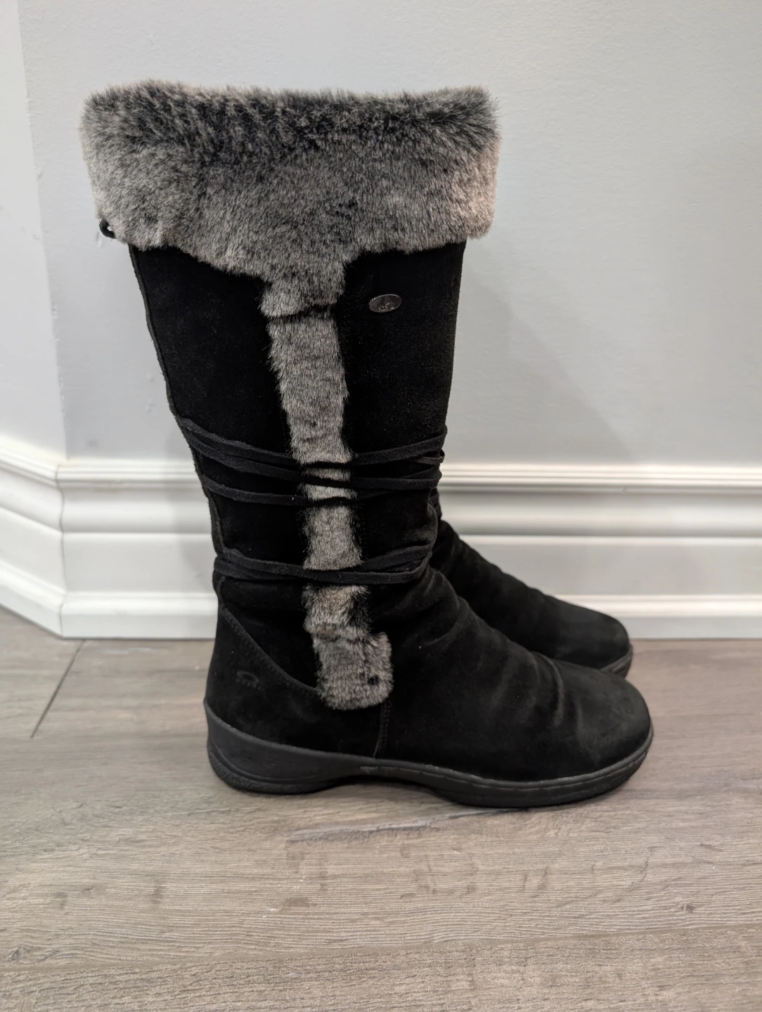 VGUC - Women's Black Suede Leather Winter Boots Size 7.5 - photo 3