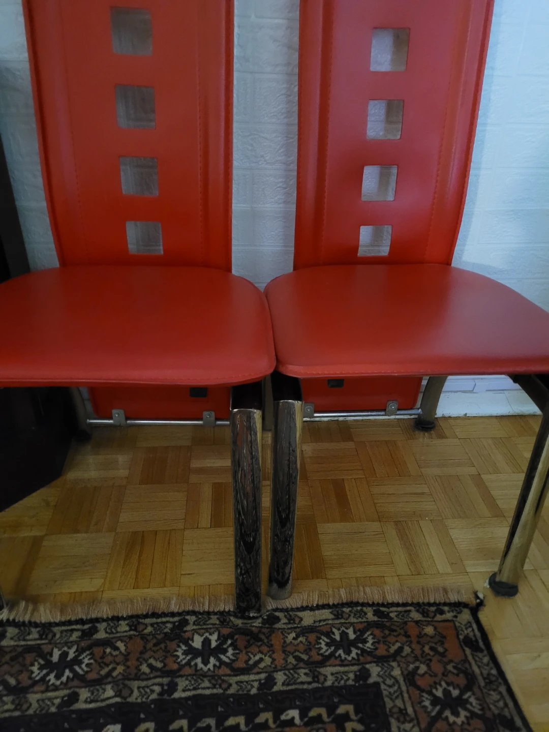 Set of 2 Red leather Dining Chairs $60 each - photo 2
