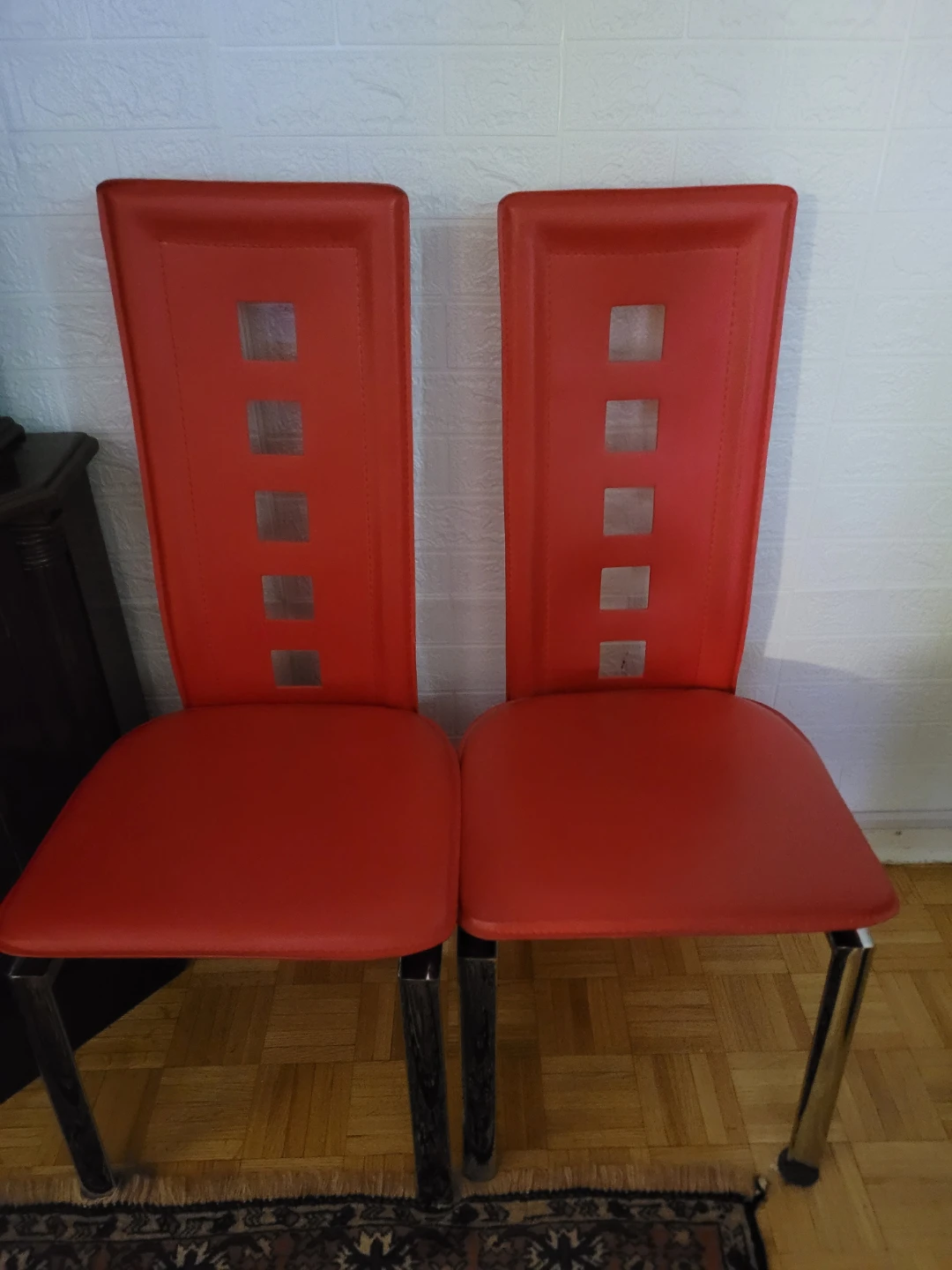 Set of 2 Red leather Dining Chairs $60 each - photo 4