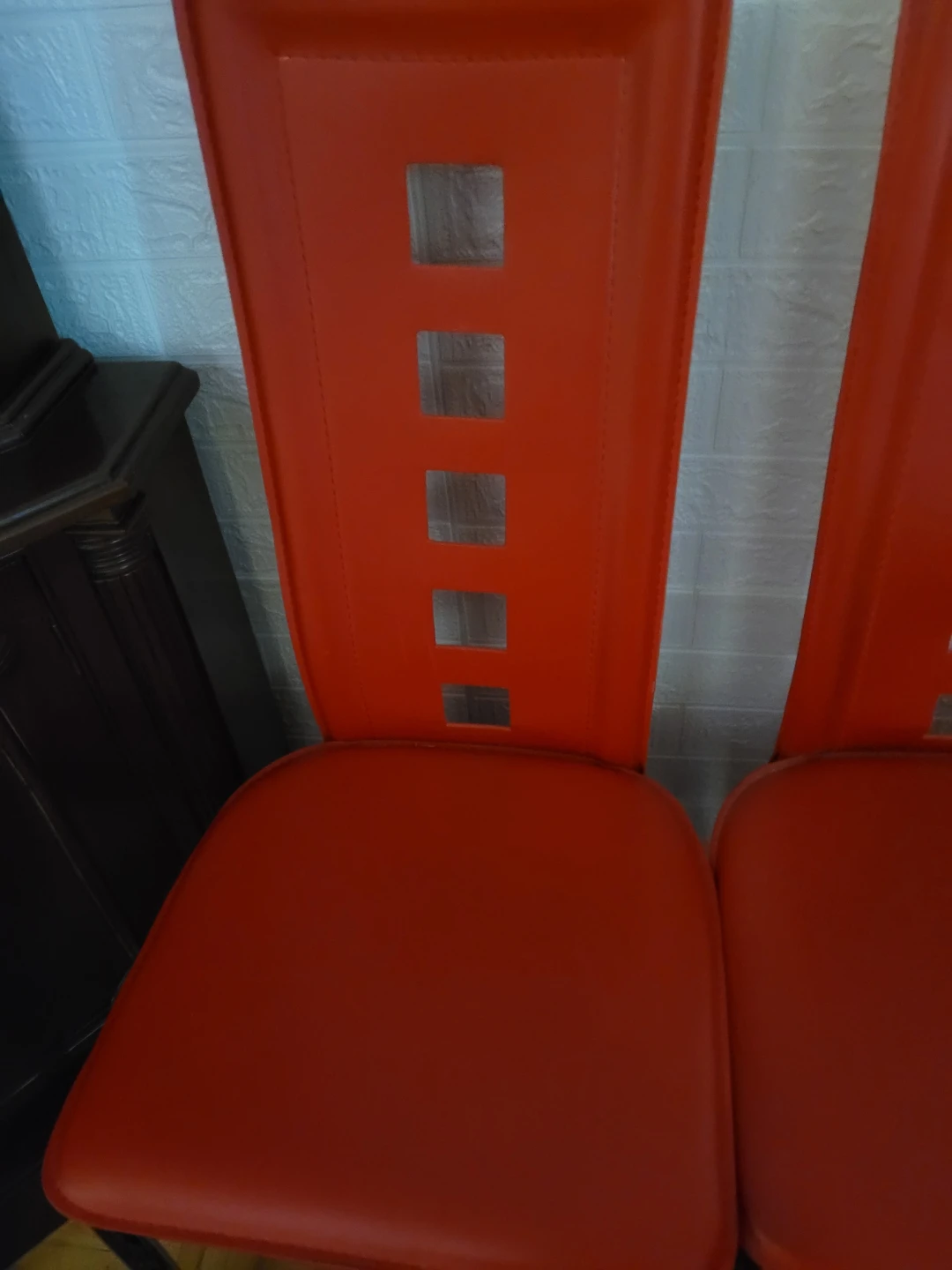 Set of 2 Red leather Dining Chairs $60 each - photo 5