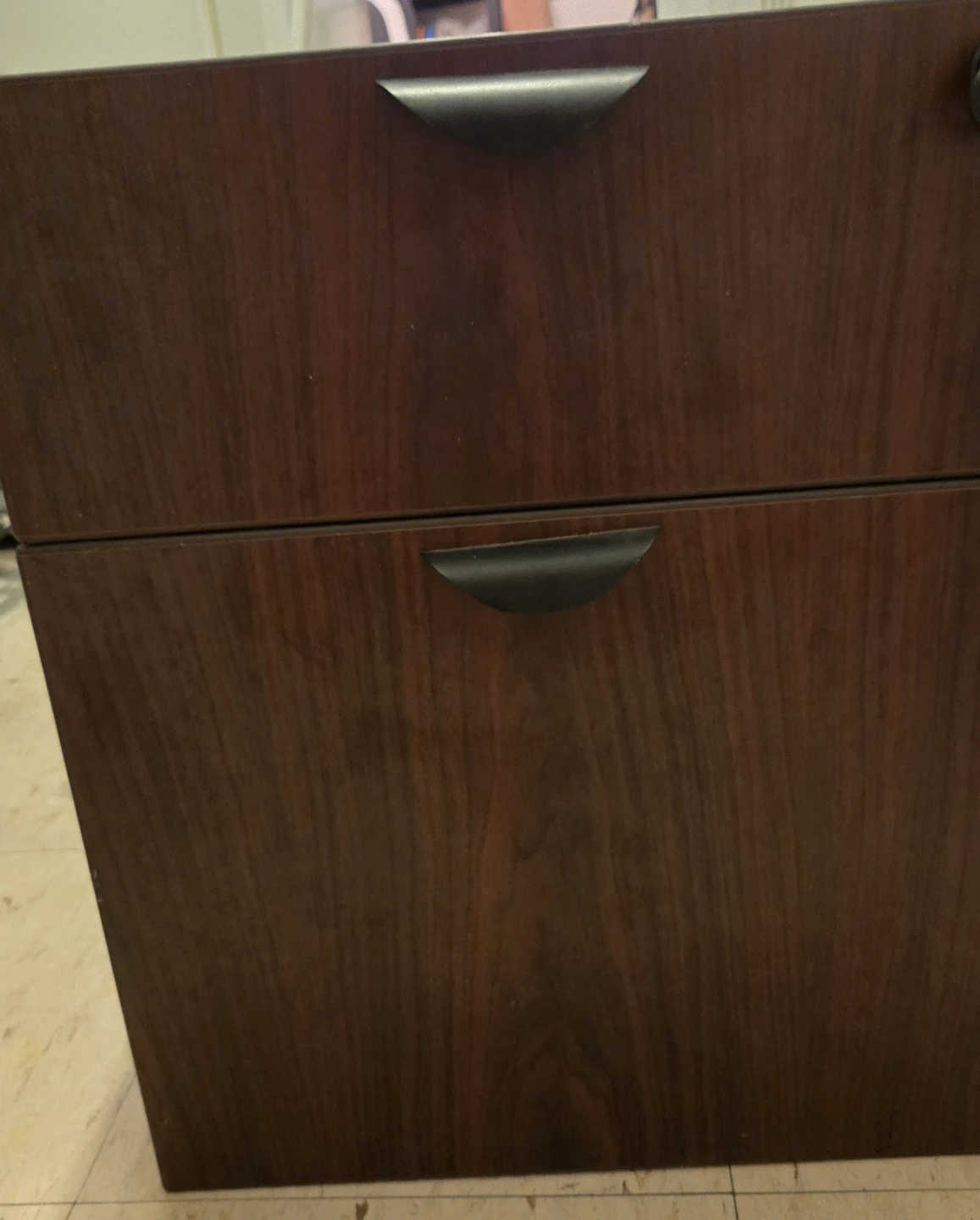 Dark Wood Filing Cabinet under the desk - photo 2