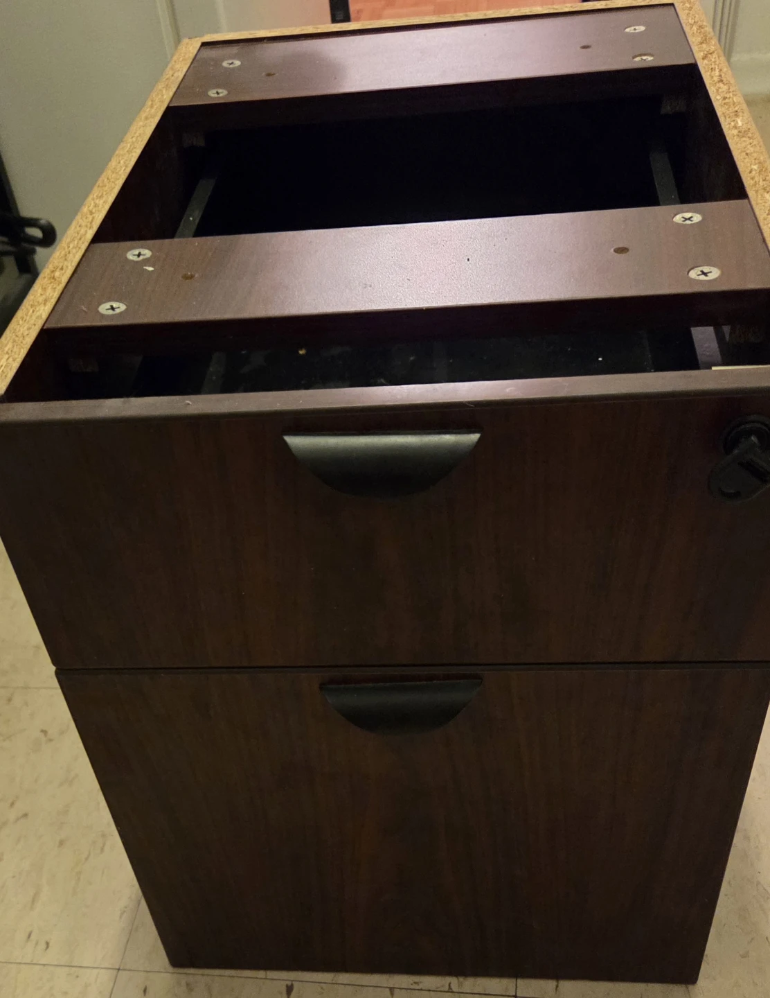 Dark Wood Filing Cabinet under the desk - photo 3