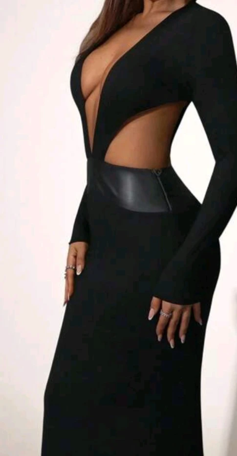 Black Long Sleeve Cutout Maxi Dress