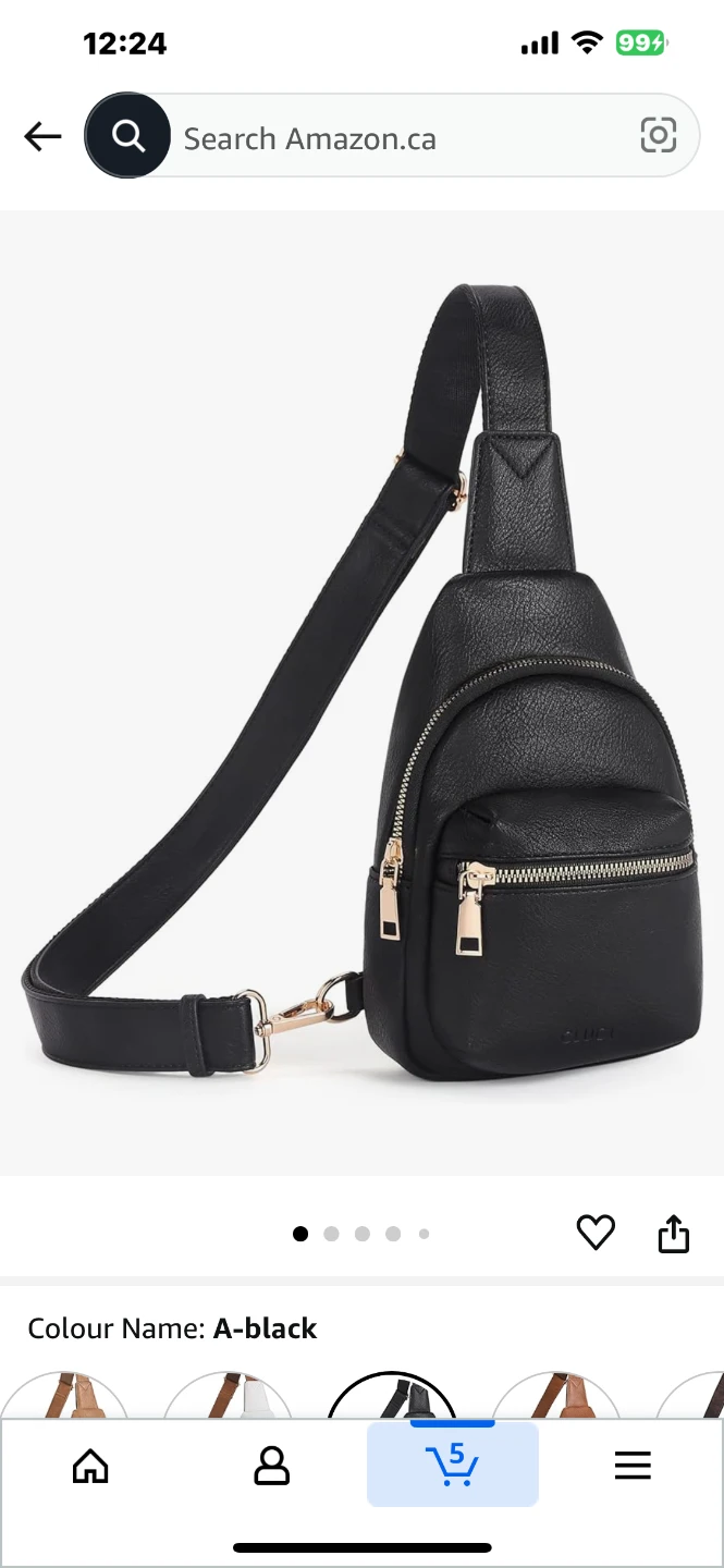 Black PU Leather Sling Bag