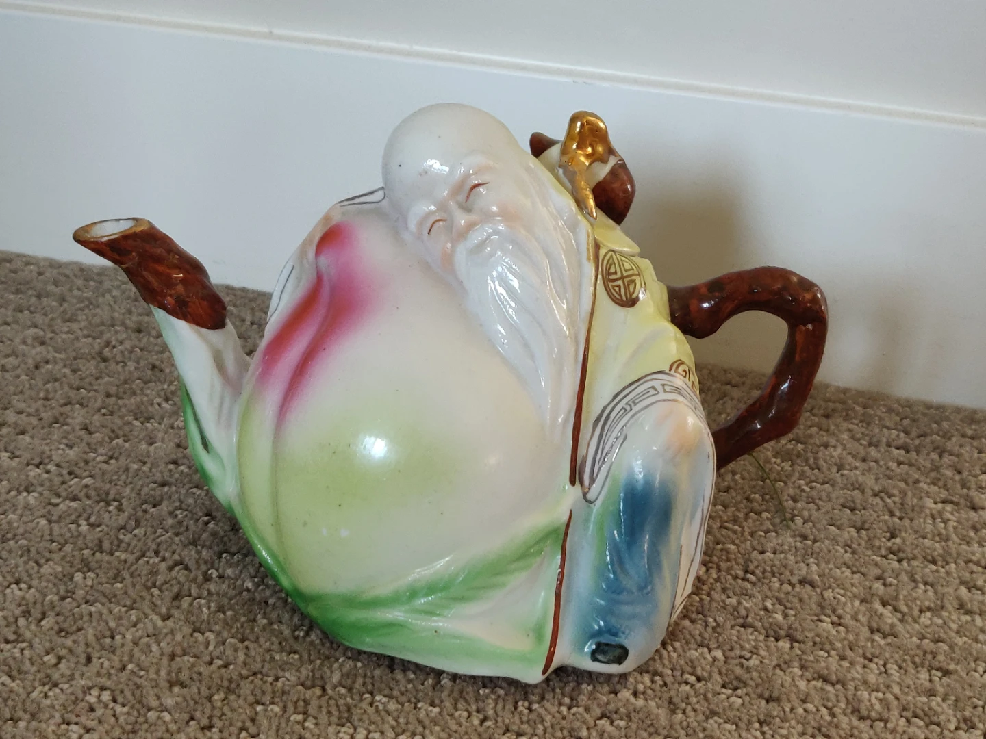 Antique Teapot Shou Xing God of Longevity Peach Fuk Luk Sau - photo 2