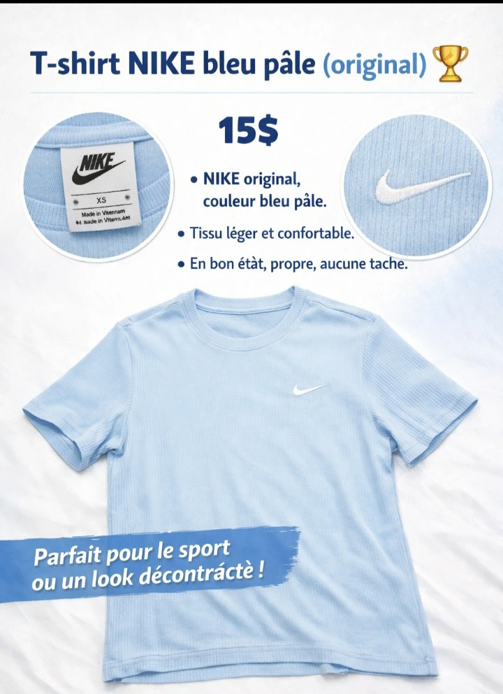 T-shirt NIKE bleu pâle (original) 🏆