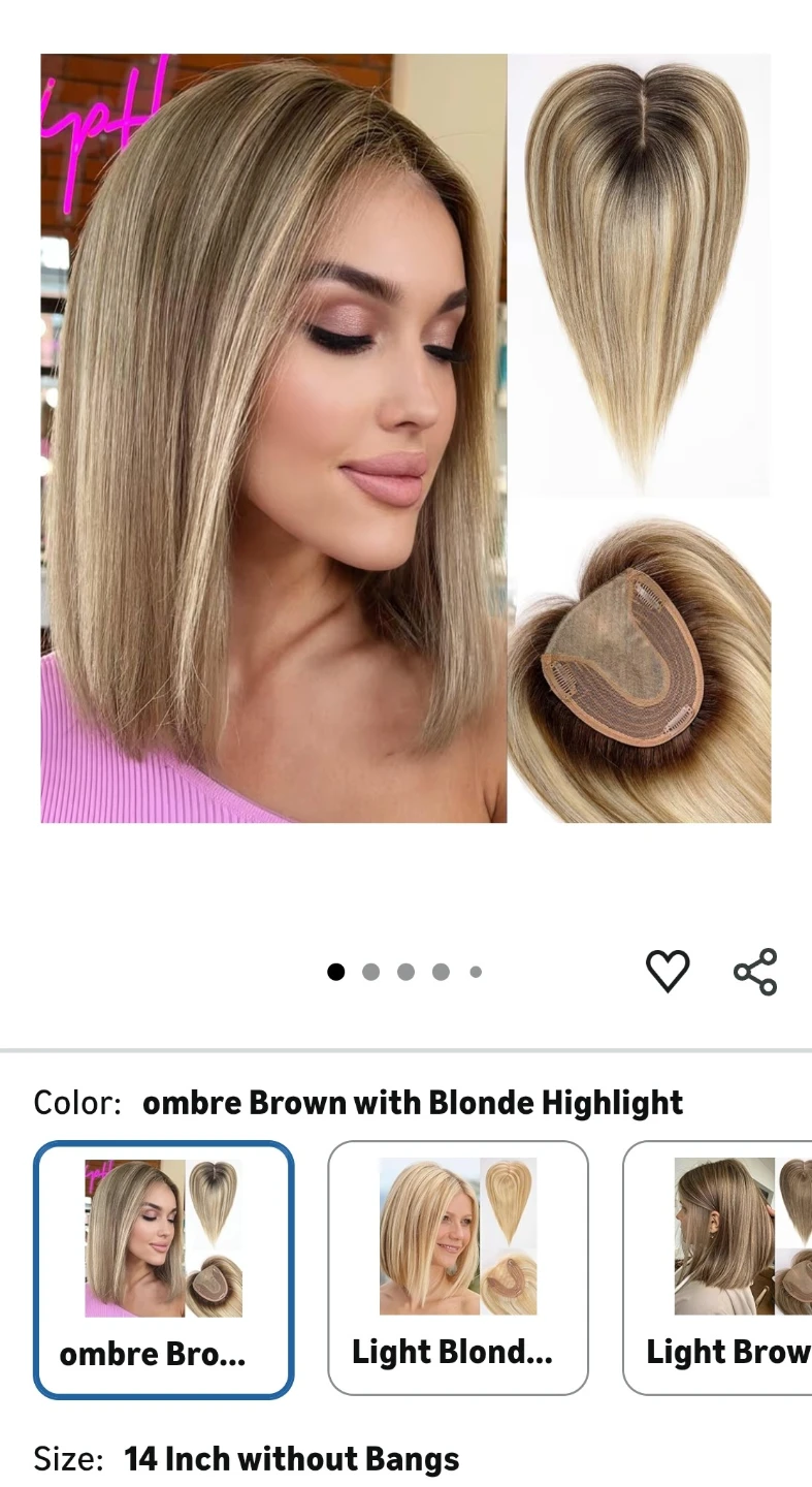 (Haircube) Ombre Brown Blonde Highlight Hair Topper 14 Inch