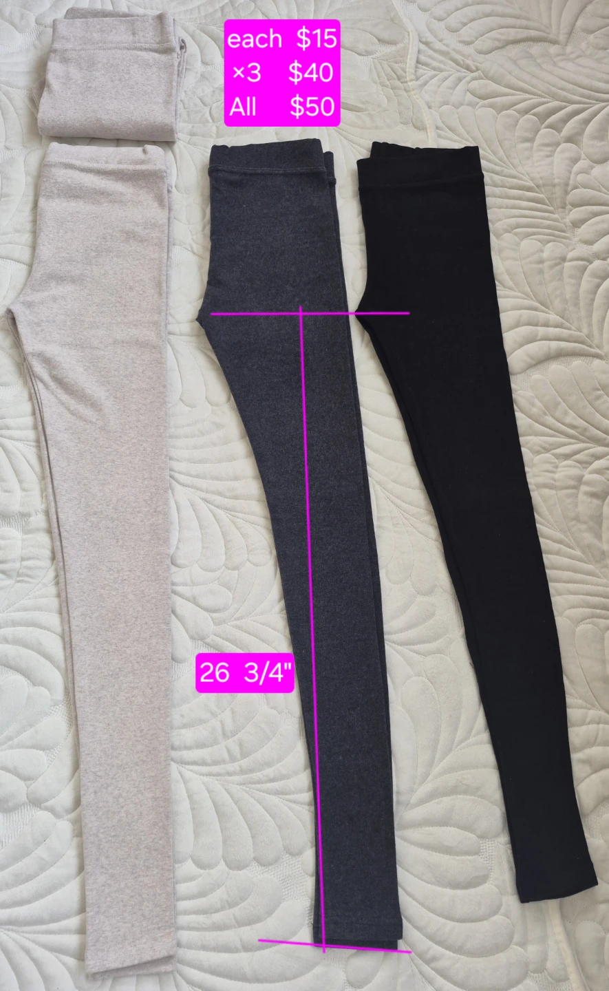 4 Pairs of Leggings - Black, Charcoal, Beige