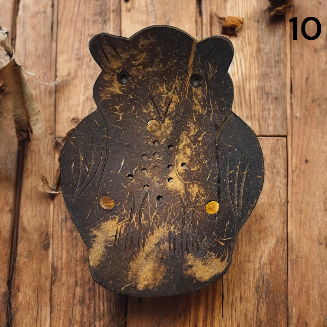 Handmade Owl Shaped Coconut Shell Soap Dish 10🏆