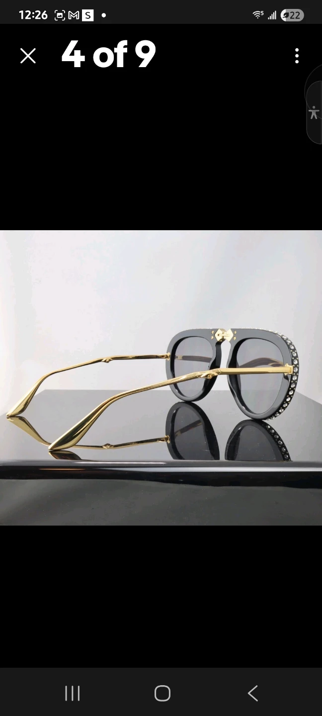Gucci Black Aviator Sunglasses with Crystals - photo 4