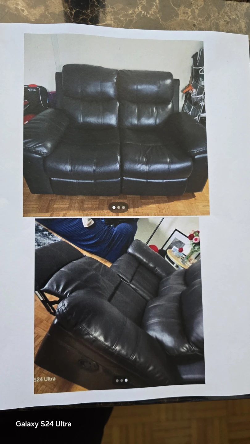 Black Leather Loveseat Recliner - photo 3