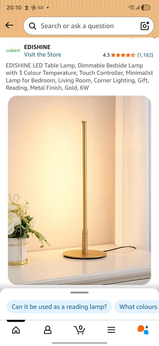 EDISHINE LED Corner Table Lamp - Gold