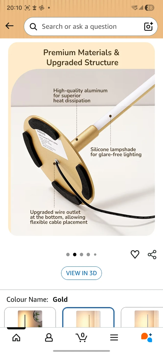 EDISHINE LED Corner Table Lamp - Gold - photo 3
